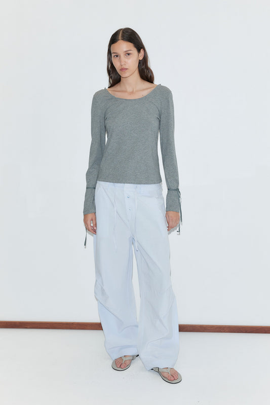 Cuff Tie Top - Grey