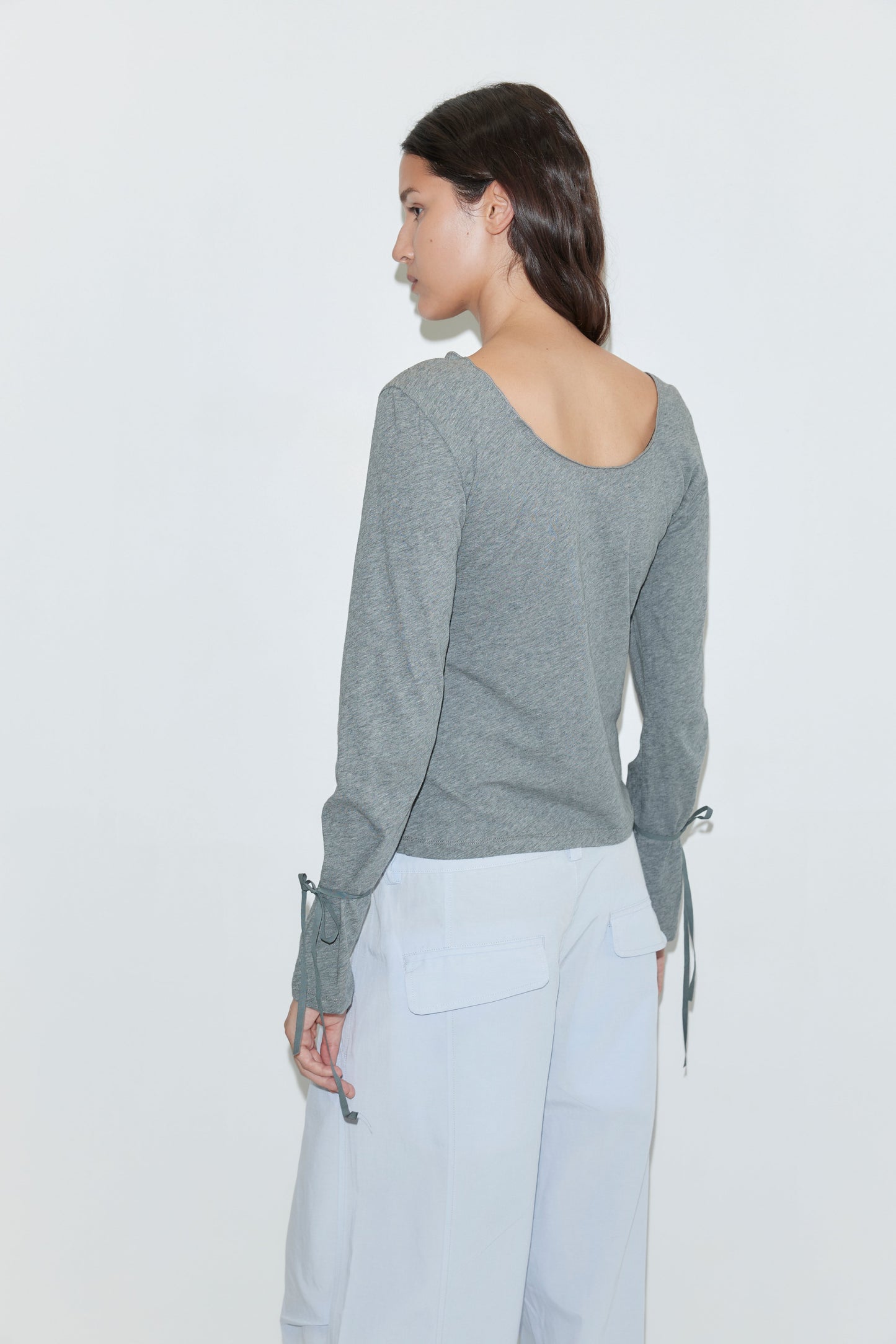 Cuff Tie Top - Grey