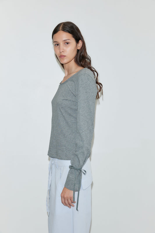 Cuff Tie Top - Grey