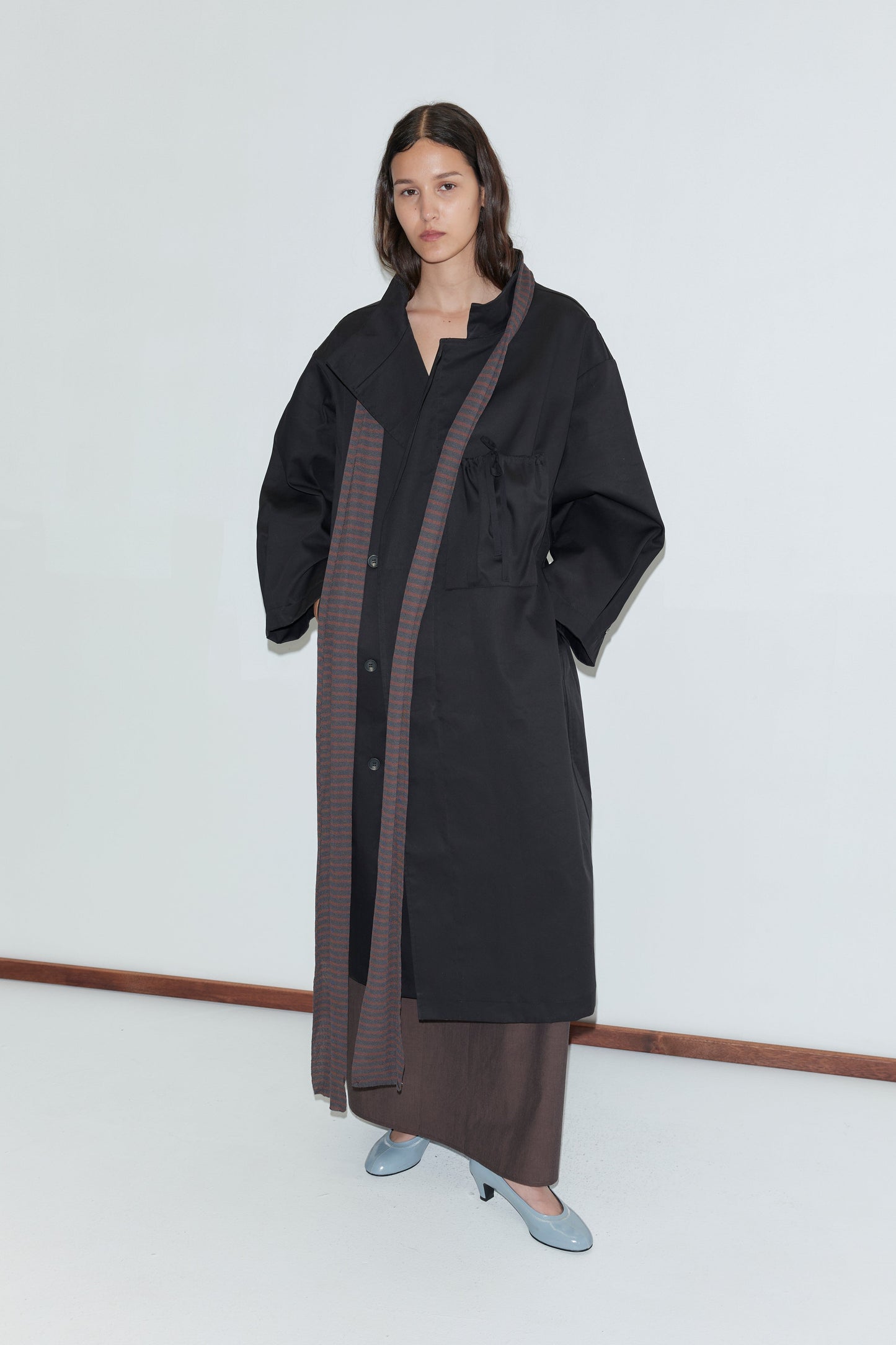 Knit Scarf - Brown Grey Stripe