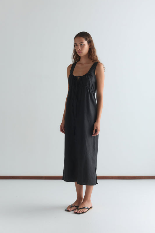 Sleeveless Cord Dress - Black