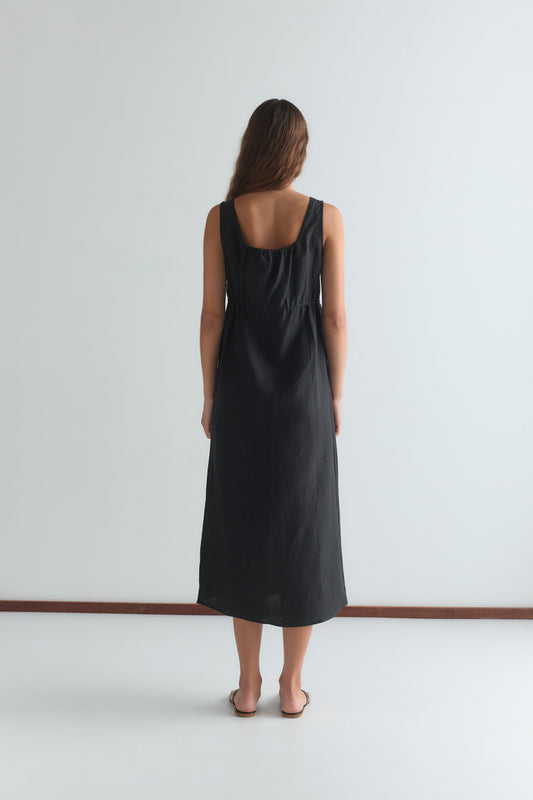 Sleeveless Cord Dress - Black