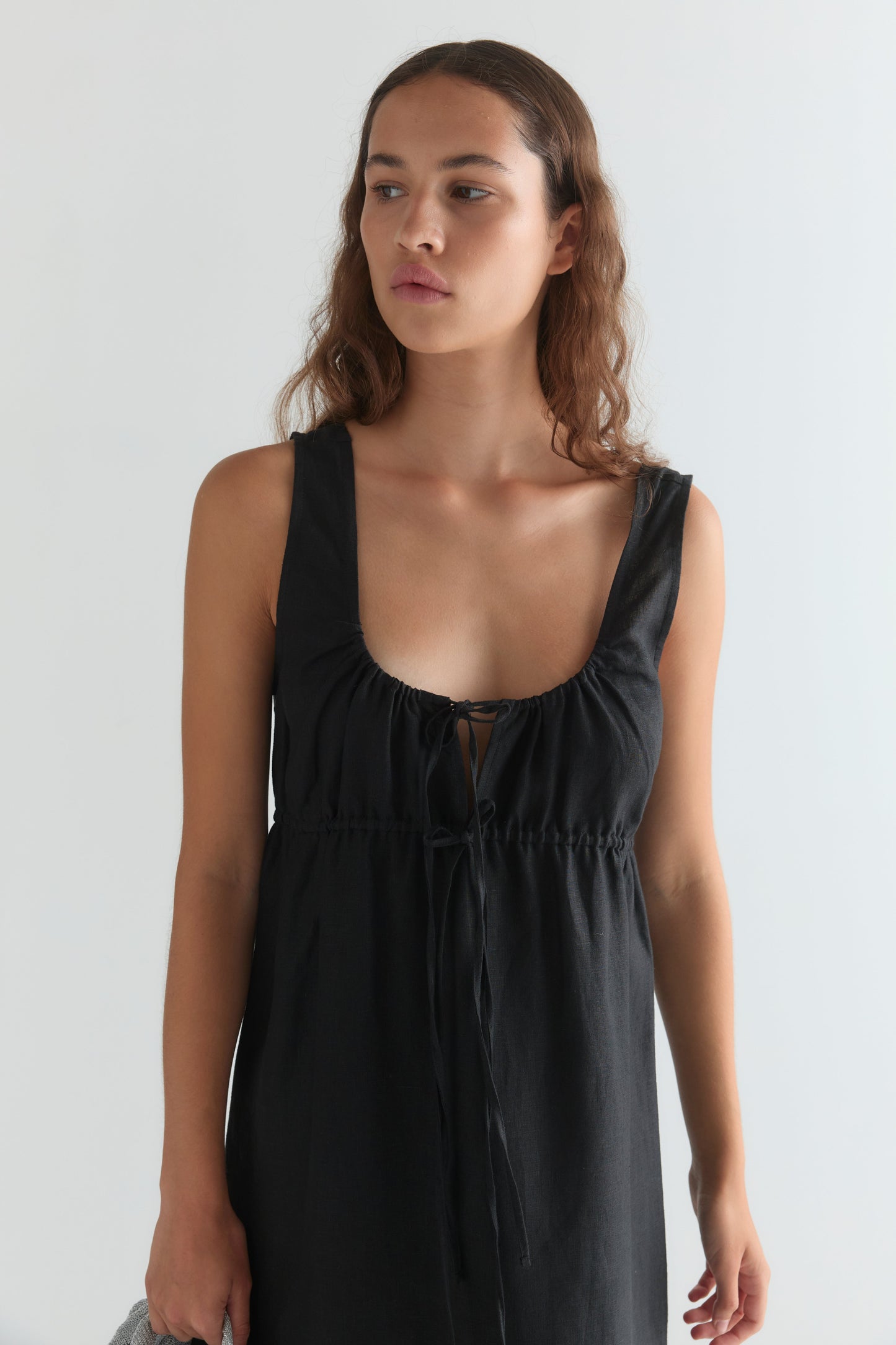 Sleeveless Cord Dress - Black