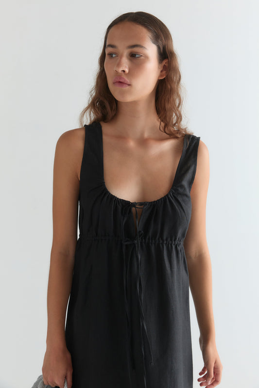 Sleeveless Cord Dress - Black