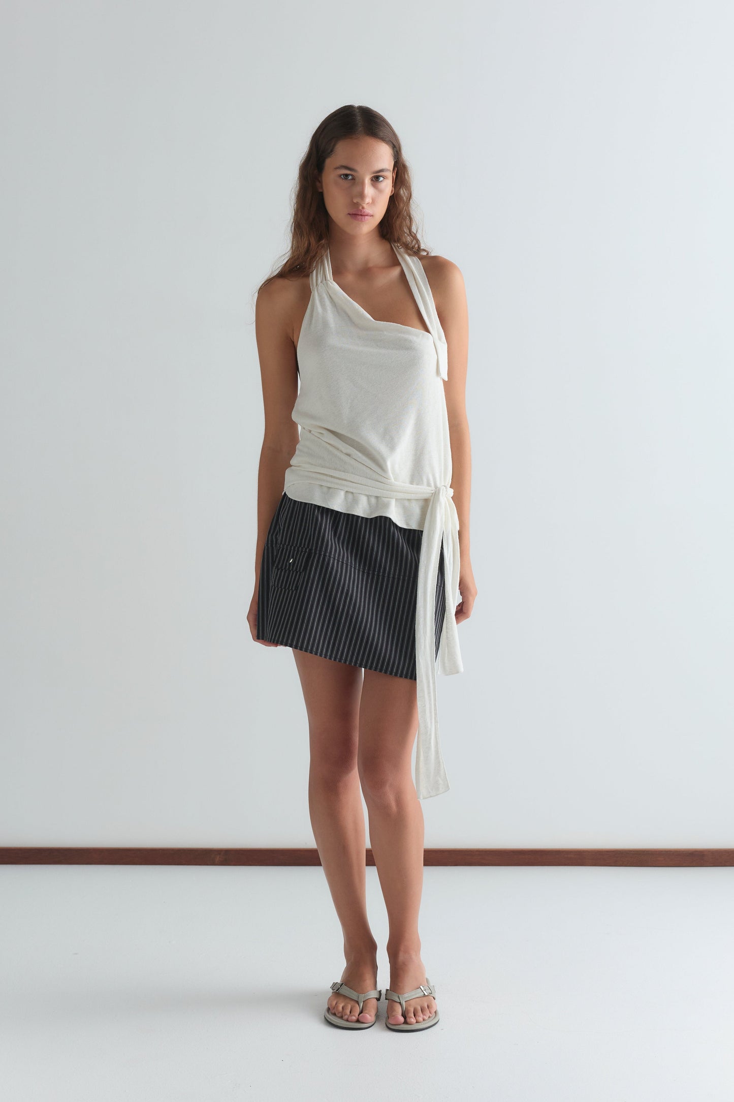 Pocket Skirt - Mono Stripe