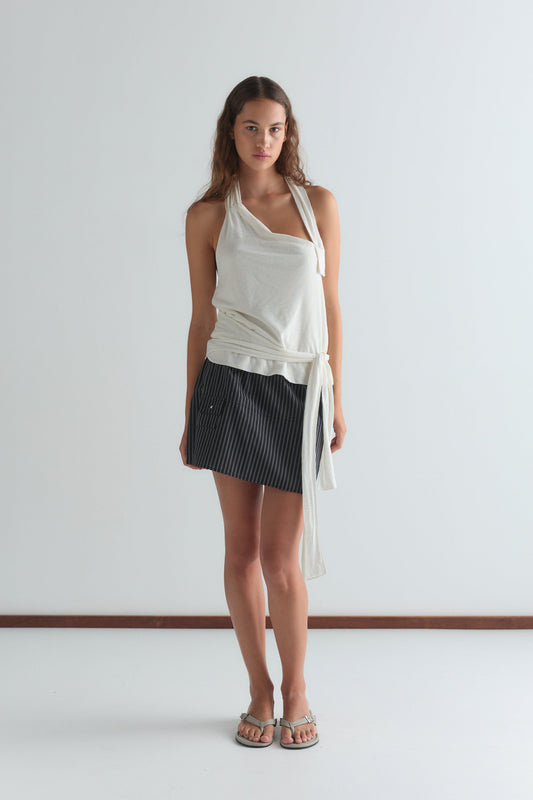 Pocket Skirt - Mono Stripe