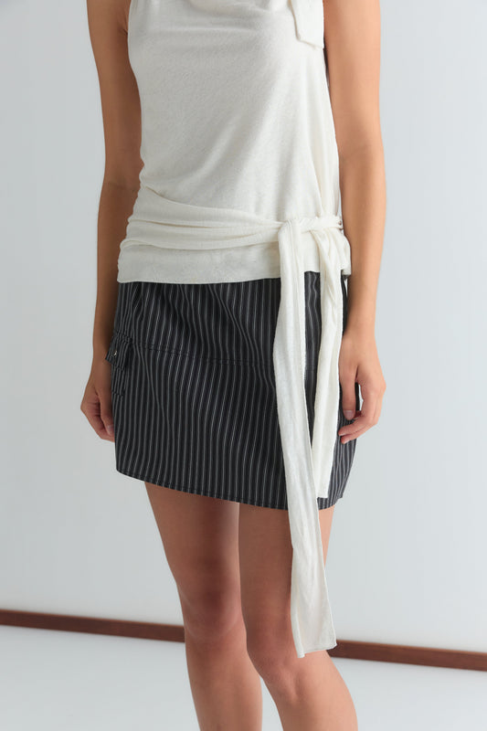 Pocket Skirt - Mono Stripe