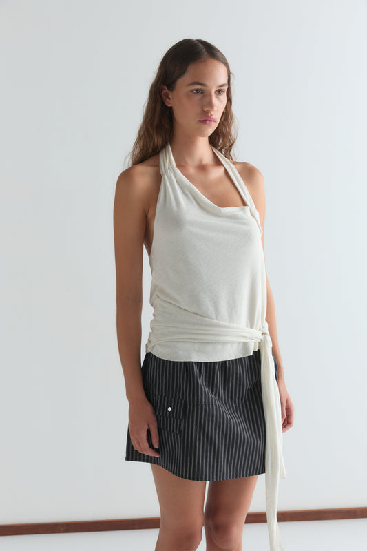 Pocket Skirt - Mono Stripe