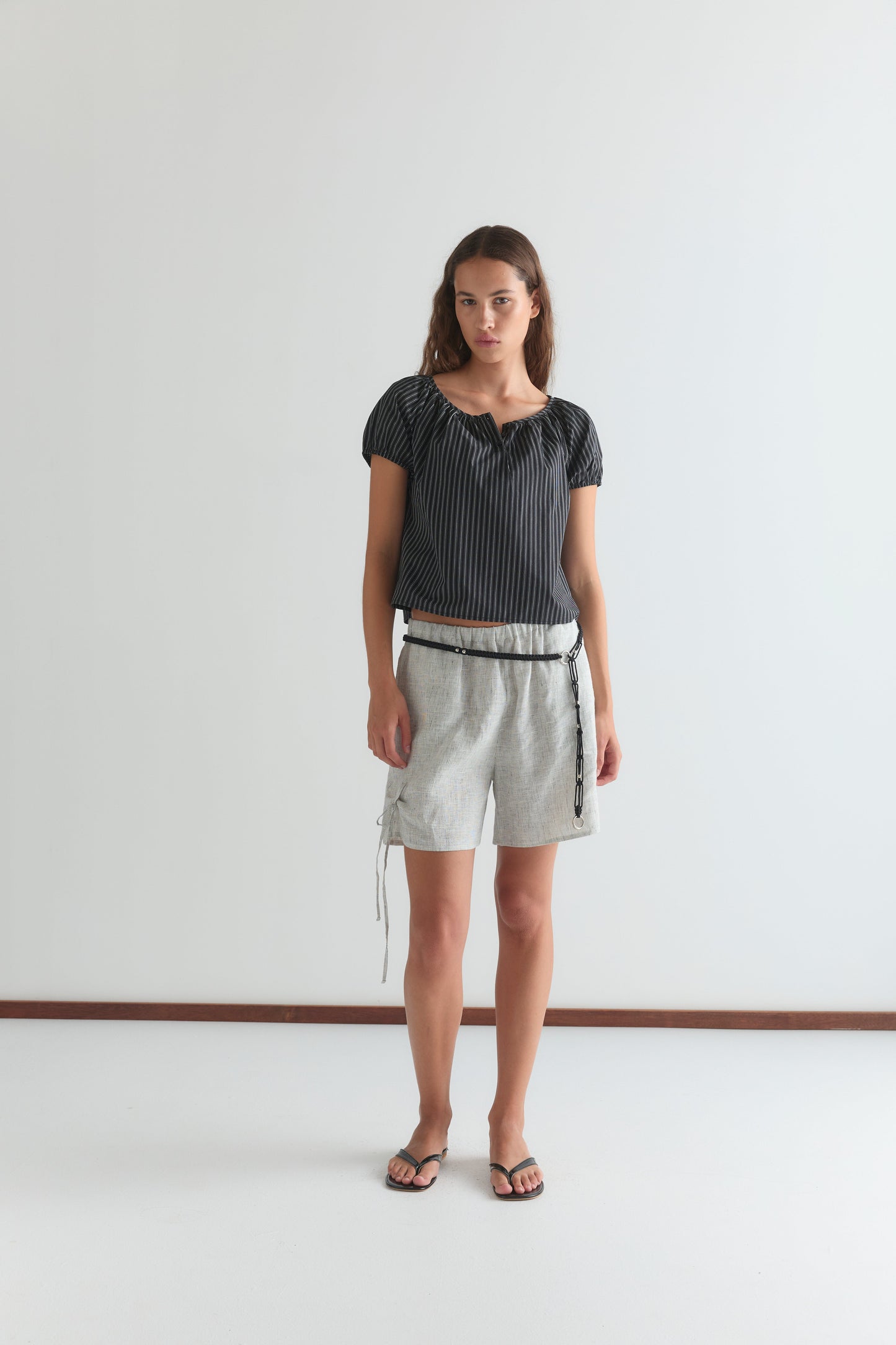 Poplin T Shirt - Mono Stripe