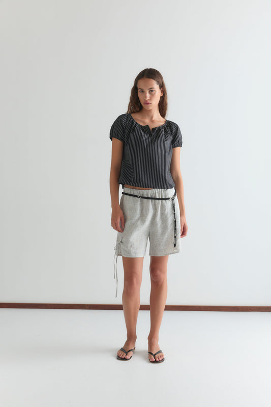 Poplin T Shirt - Mono Stripe