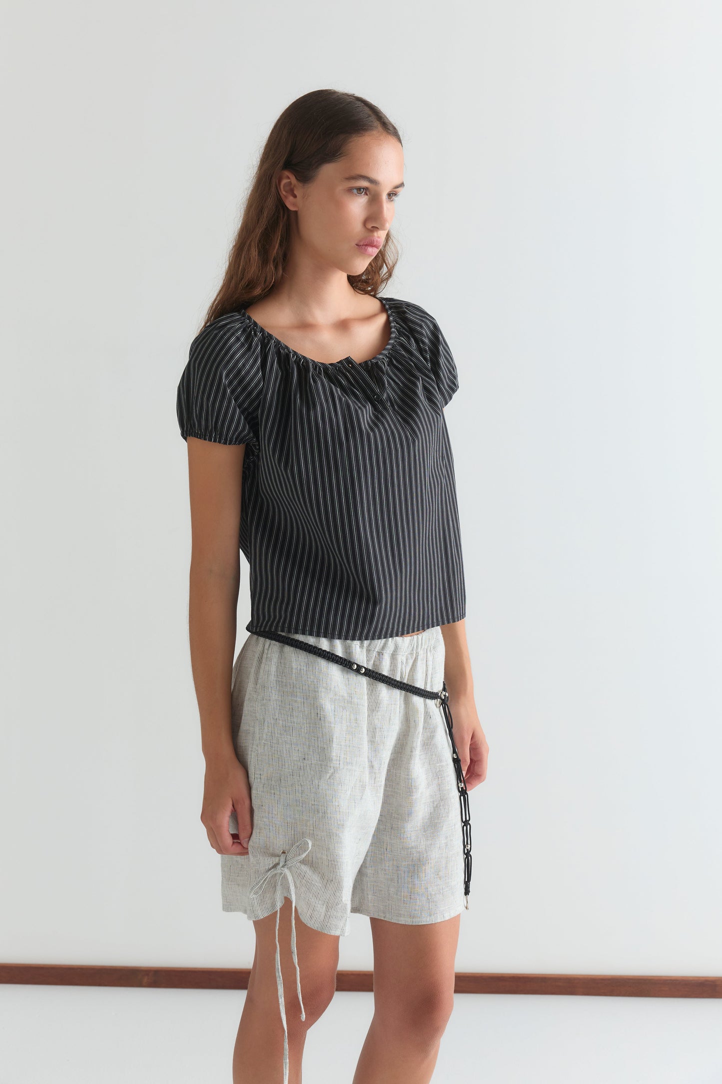 Poplin T Shirt - Mono Stripe