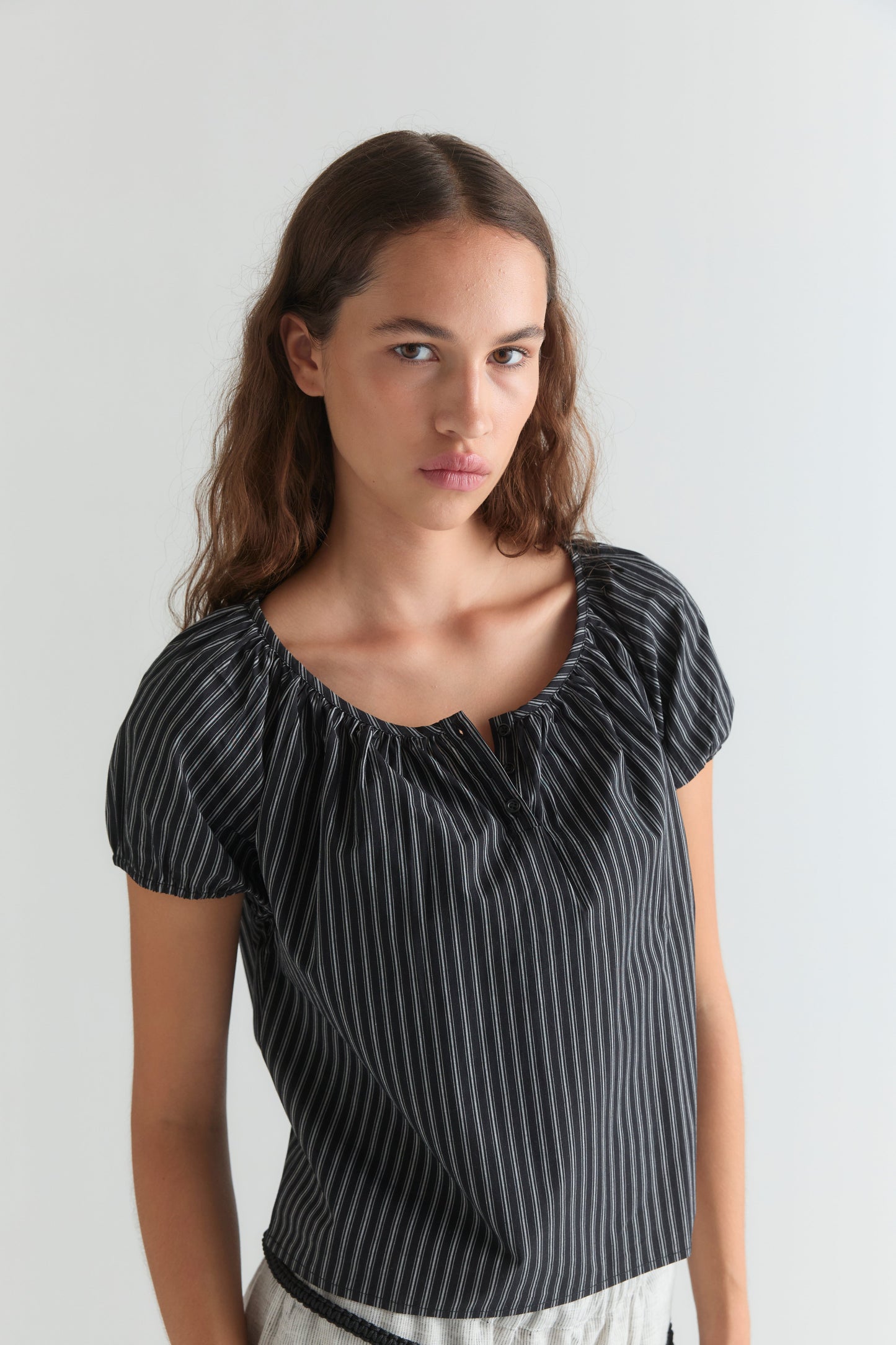 Poplin T Shirt - Mono Stripe