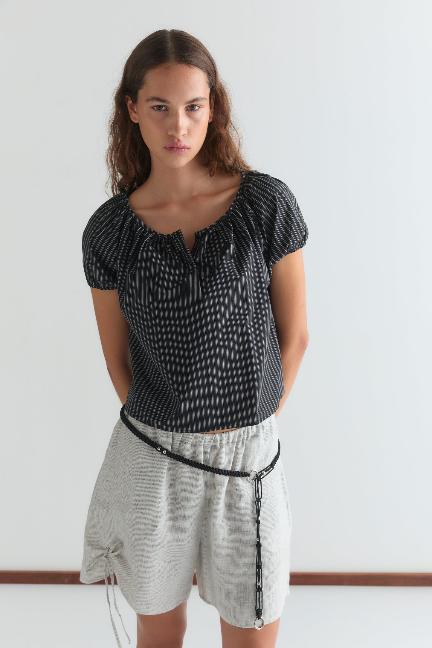 Poplin T Shirt - Mono Stripe