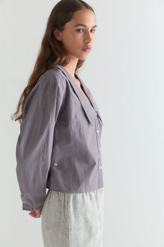 Waist Button Shirt - Currant