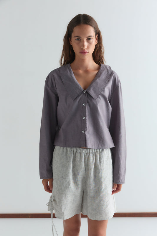 Waist Button Shirt - Currant