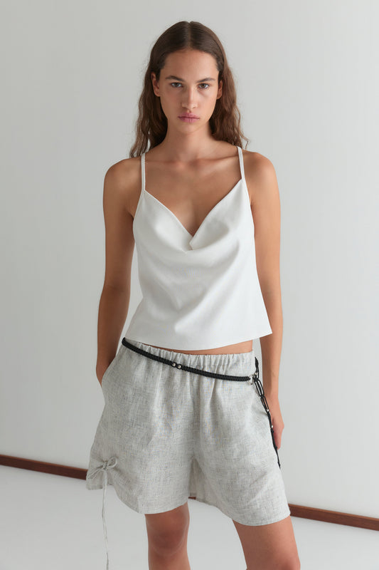 Eyelet Short - Fine Stripe
