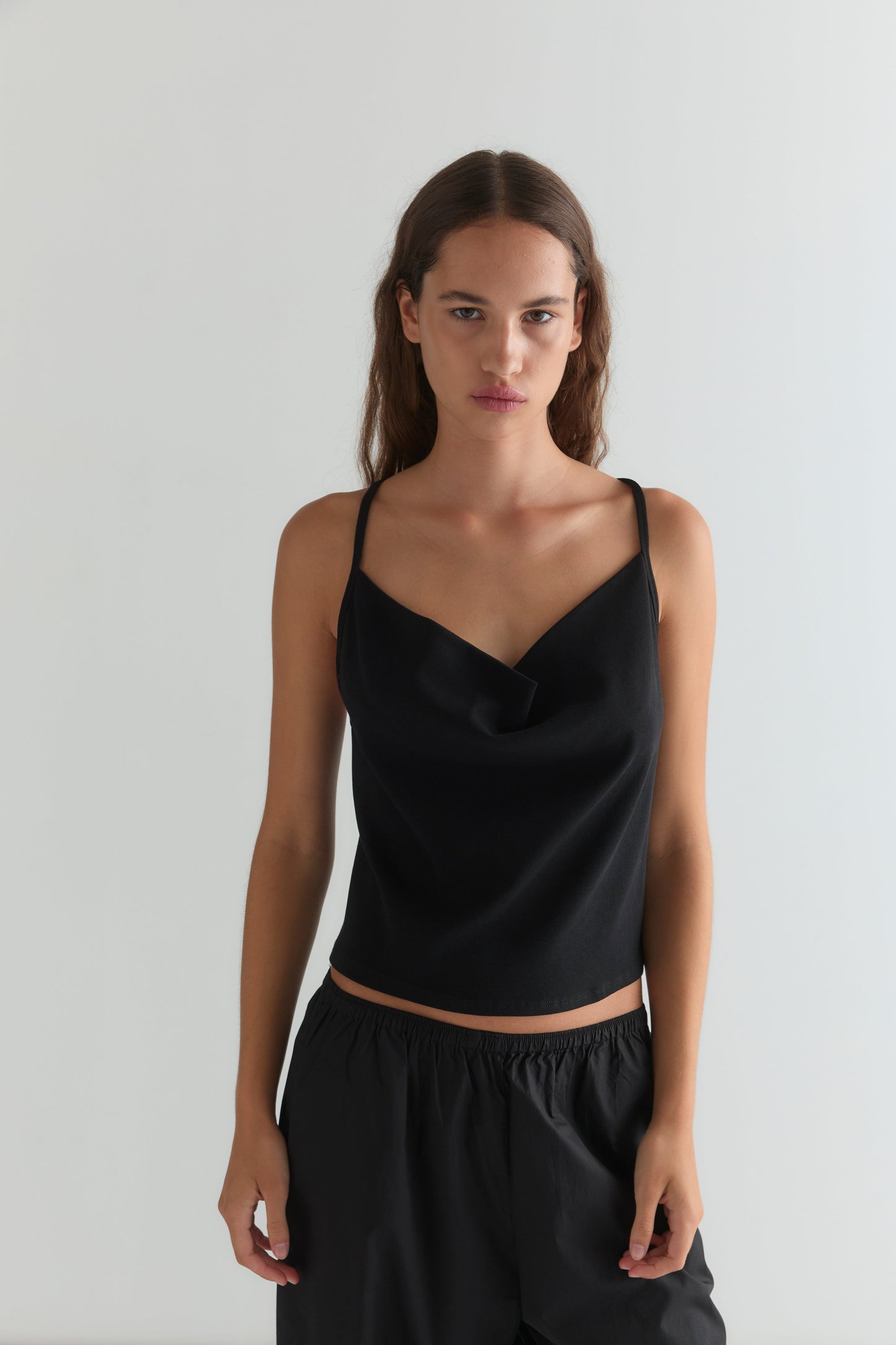 Drape Jersey Top - Black