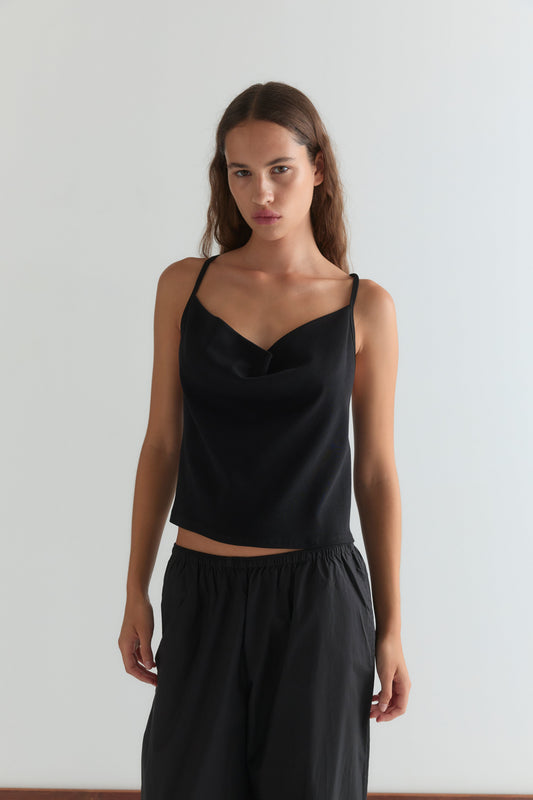 Drape Jersey Top - Black