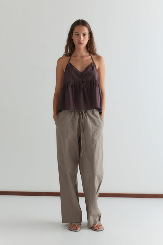 Keyhole Halter Top - Wine