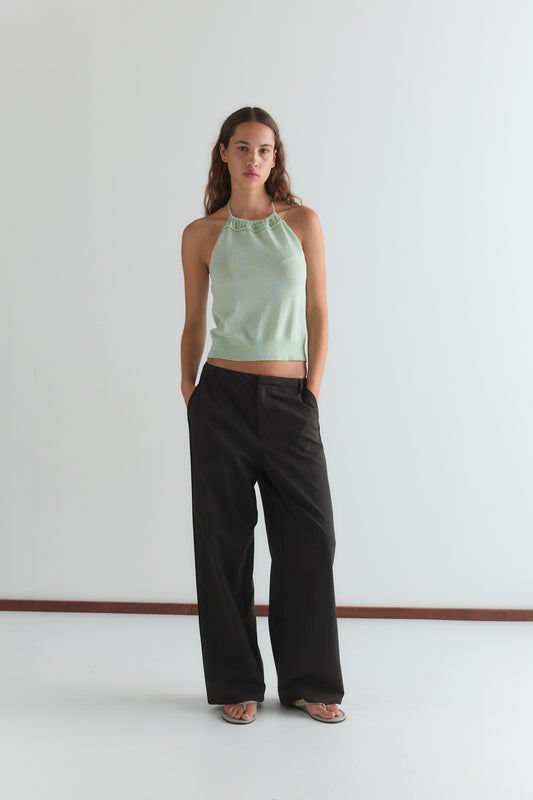 Drawcord Knit Top - Mint