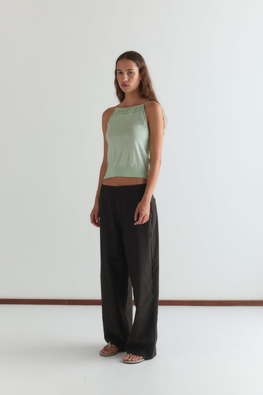 Drawcord Knit Top - Mint