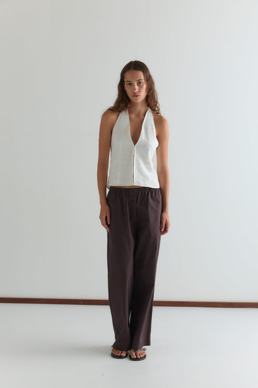 Close Halter Top - White