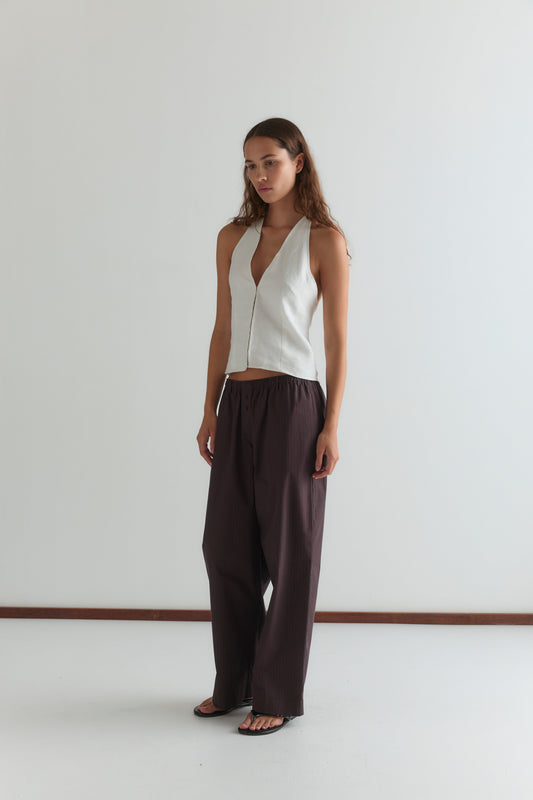 Double Button Pant - Brown Stripe