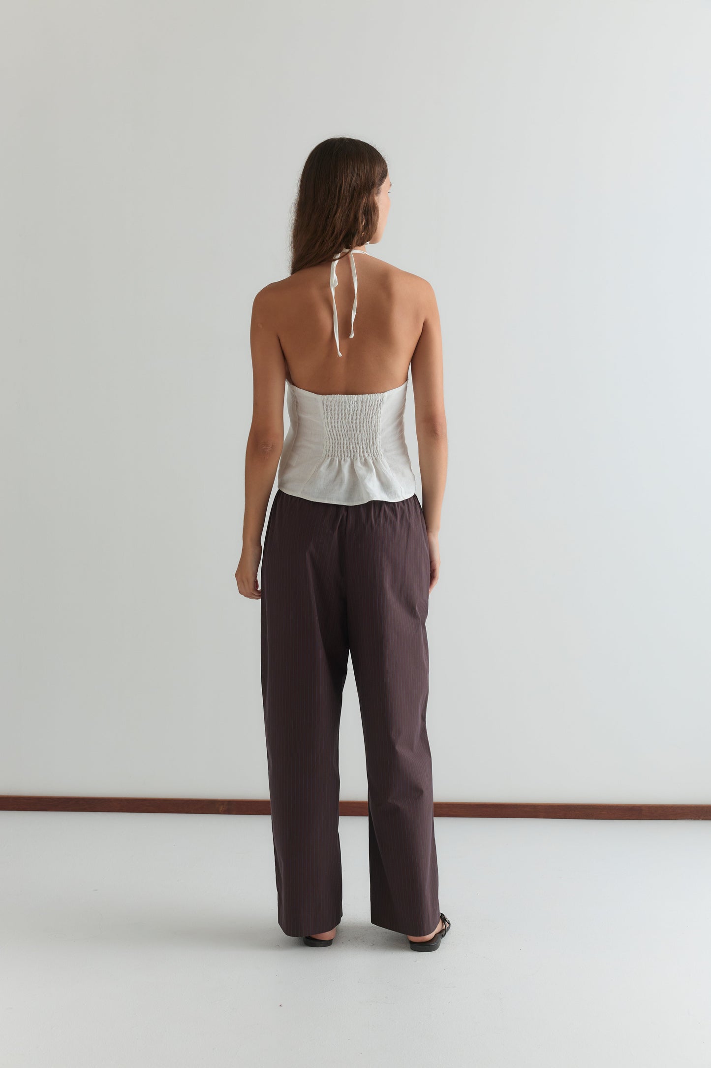 Double Button Pant - Brown Stripe