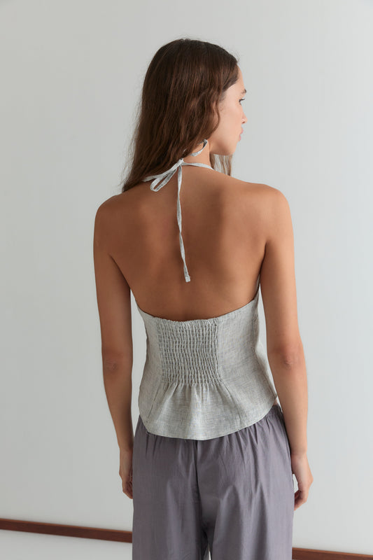Close Halter Top - Fine Stripe