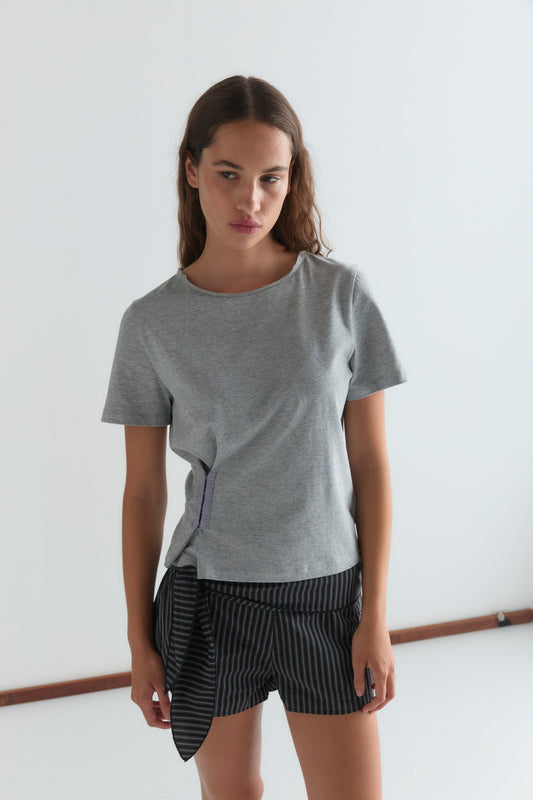 Belted Short - Mono Stripe