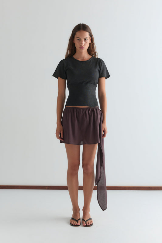 Trim Knit Tee - Dark Grey