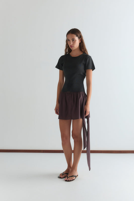 Trim Knit Tee - Dark Grey