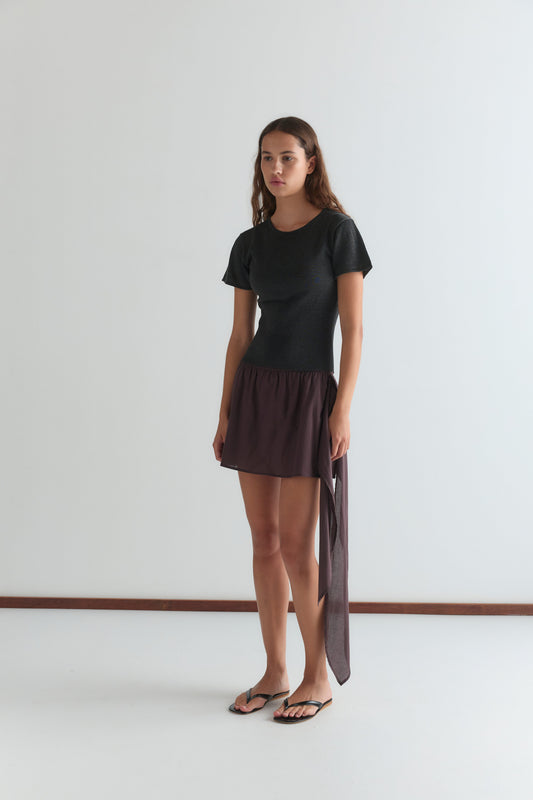 Belted Skirt - Wine