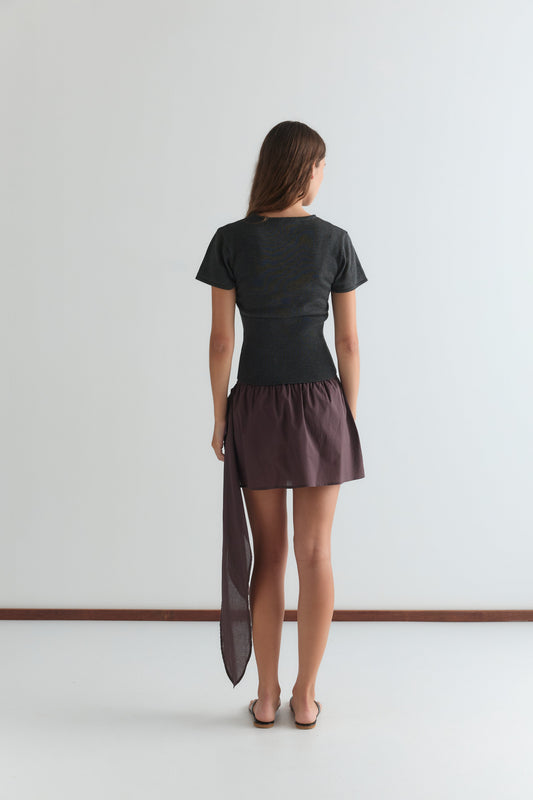 Belted Skirt - Wine