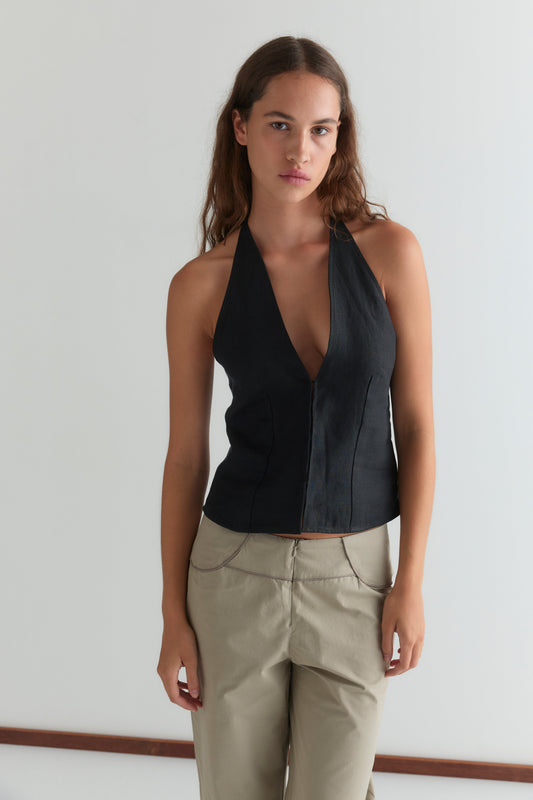 Close Halter Top - Black
