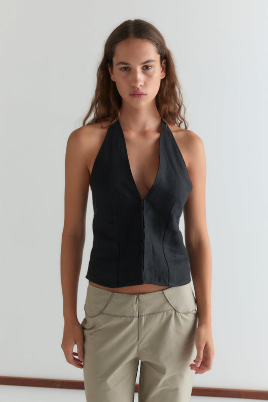 Close Halter Top - Black