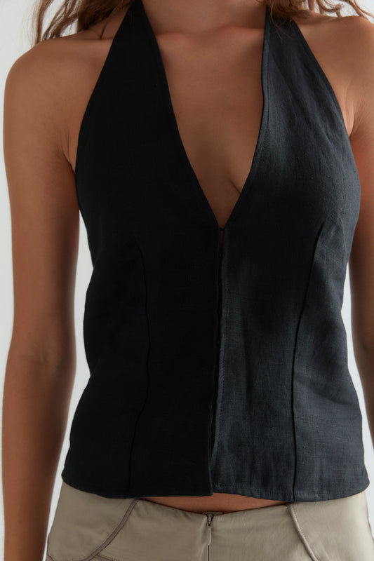 Close Halter Top - Black