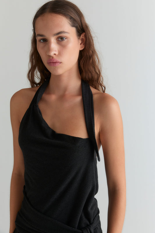 Drape Halter - Black