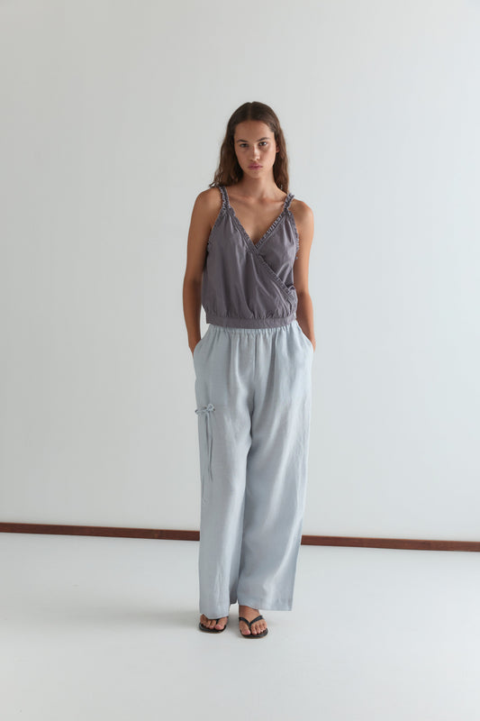 Eyelet Pant - Soft Blue