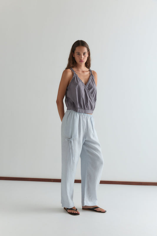 Eyelet Pant - Soft Blue