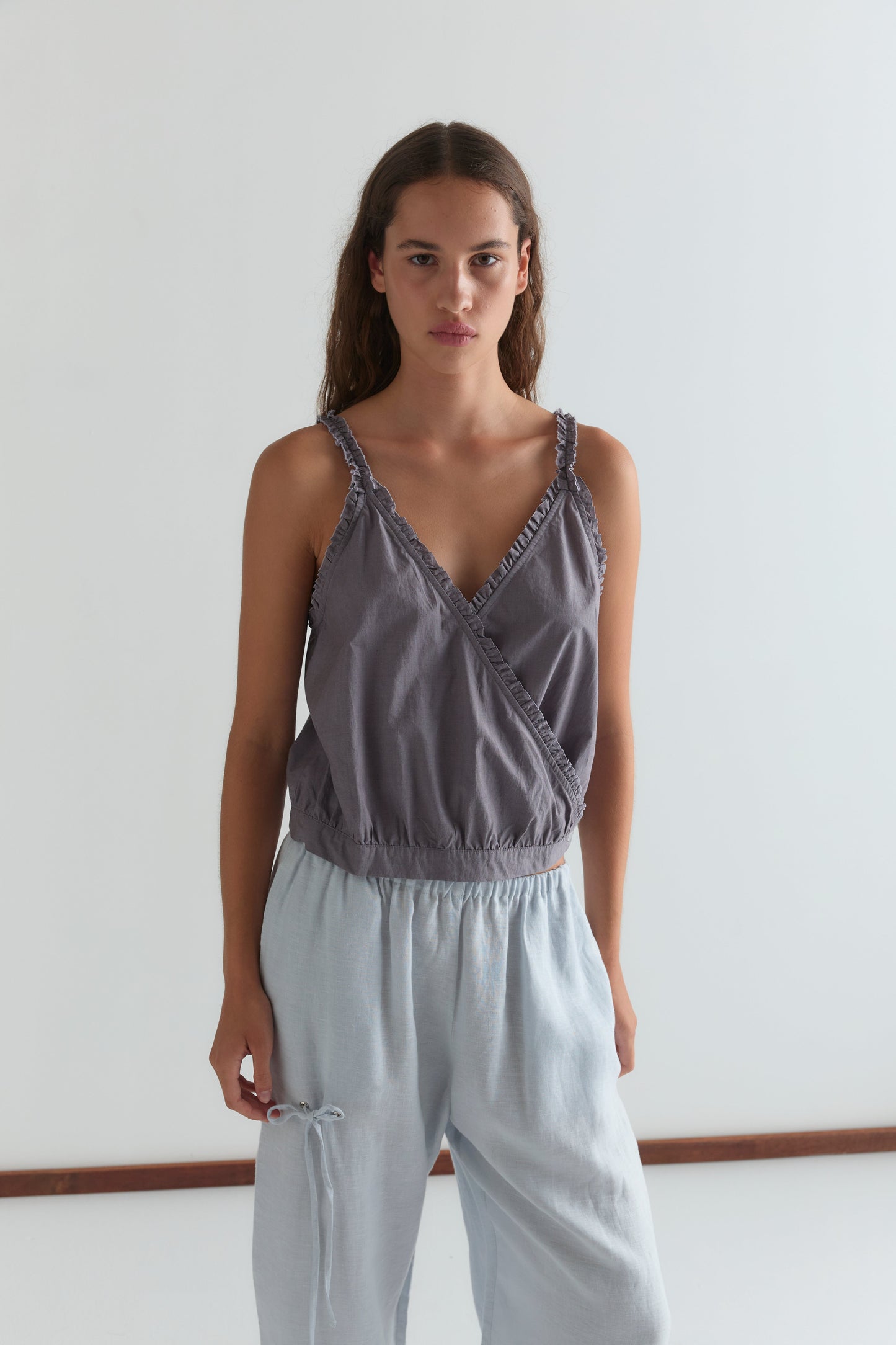 Eyelet Pant - Soft Blue