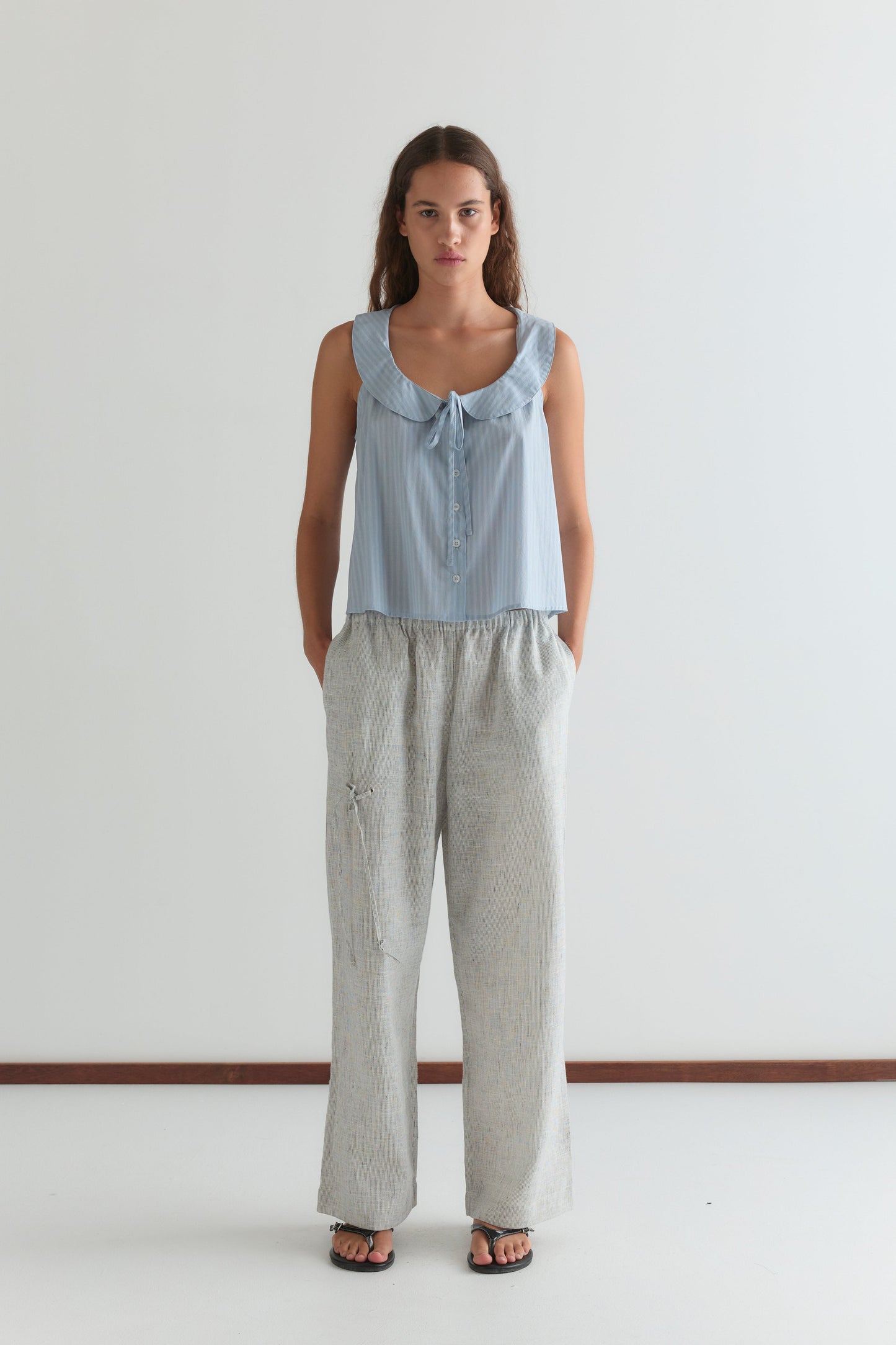 Eyelet Pant - Fine Stripe