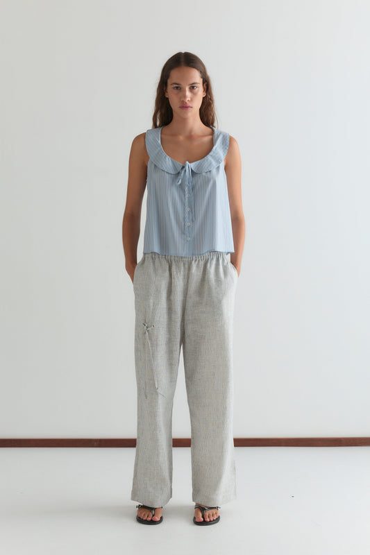 Eyelet Pant - Fine Stripe
