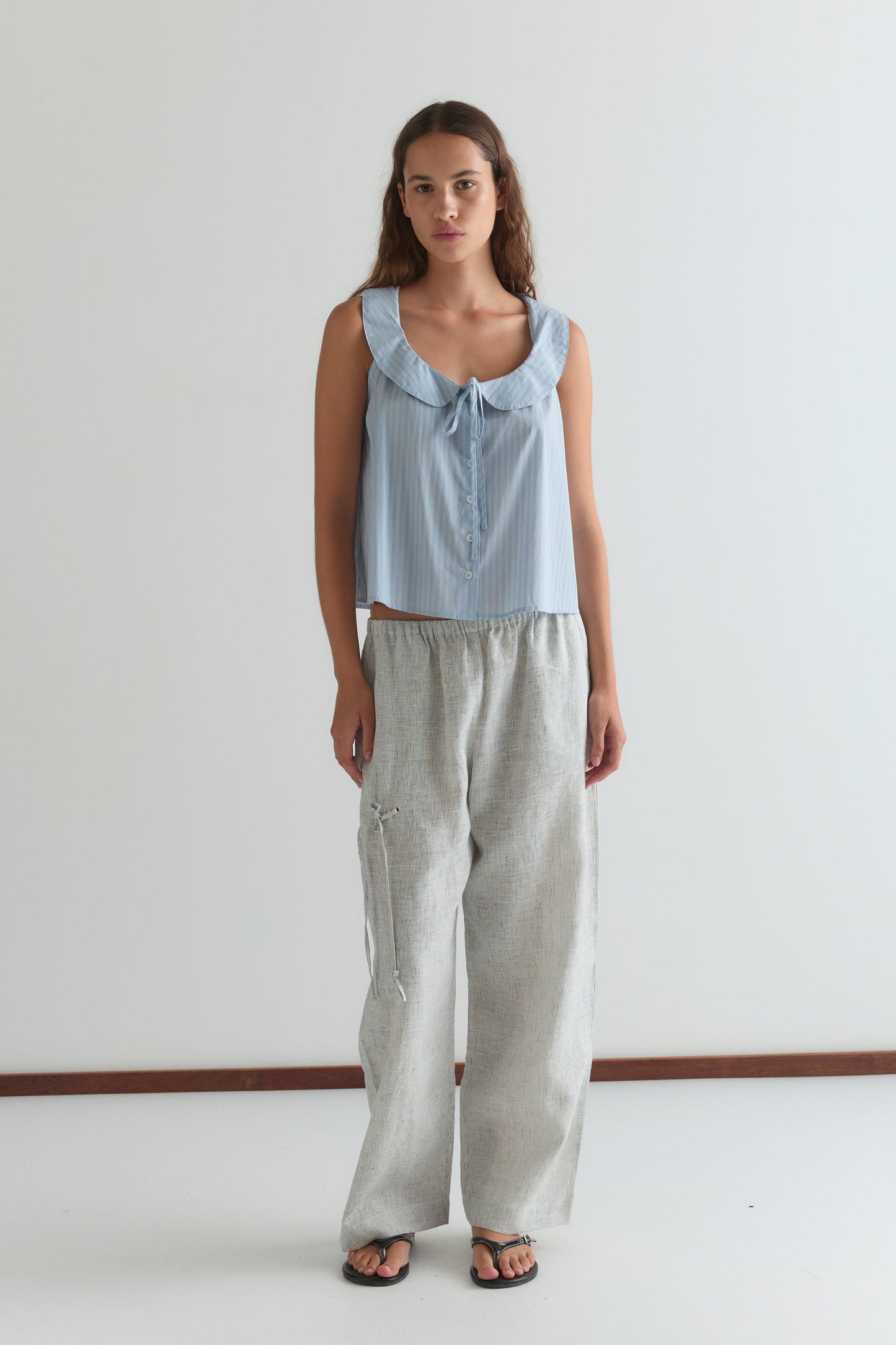 Eyelet Pant - Fine Stripe