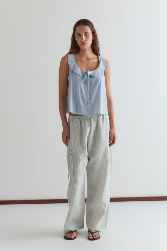Eyelet Pant - Fine Stripe