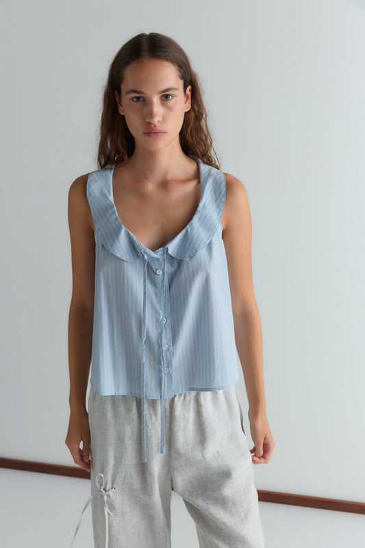 Eyelet Pant - Fine Stripe