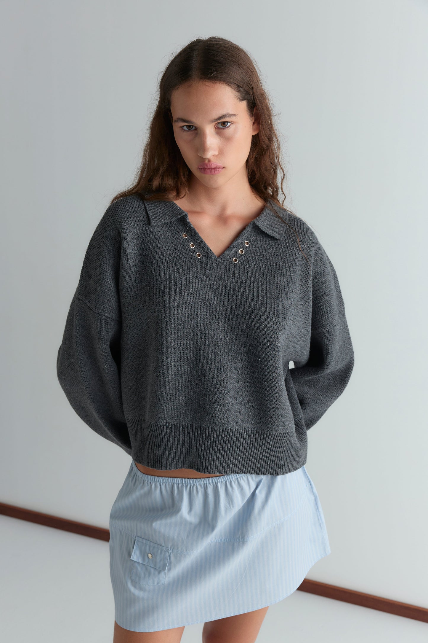 Pocket Skirt - Lake Blue Stripe