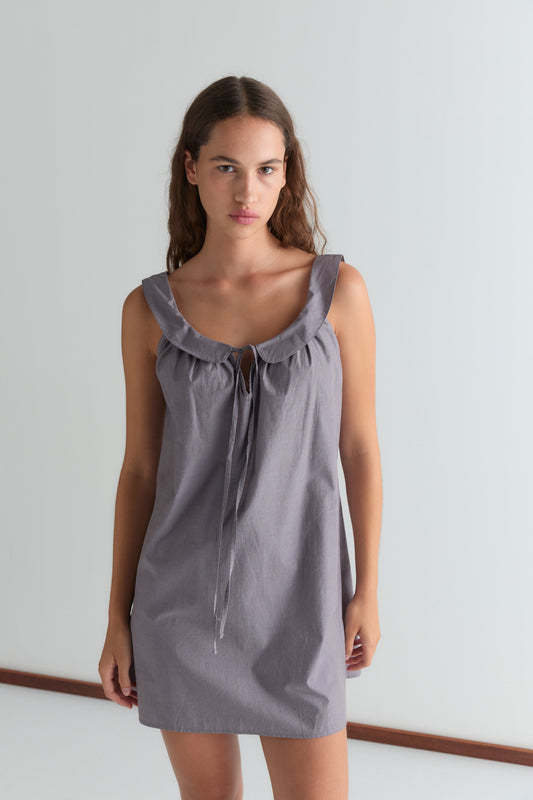 Rounded Neck Dress - Currant