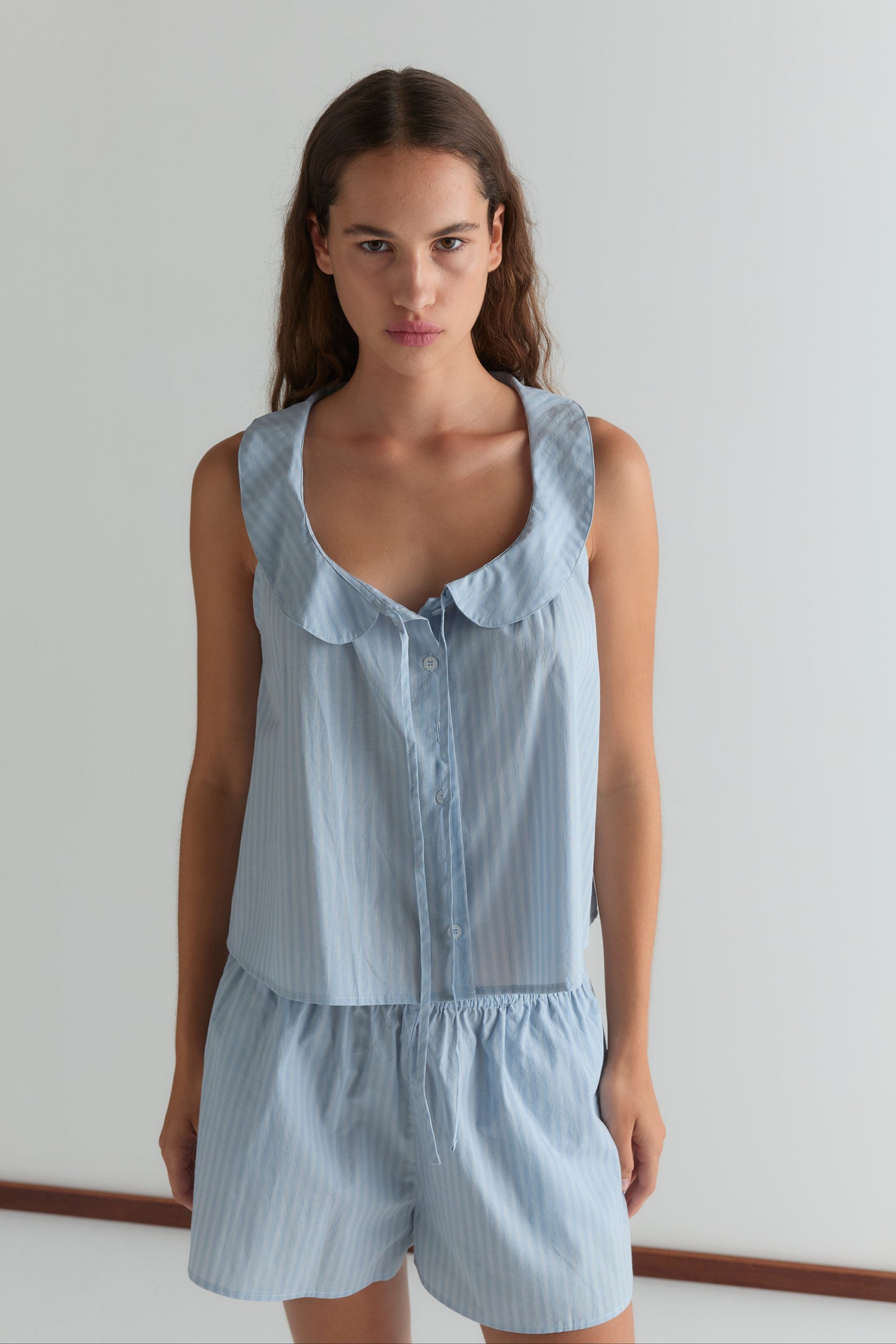 Round Collar Set - Lake Blue Stripe