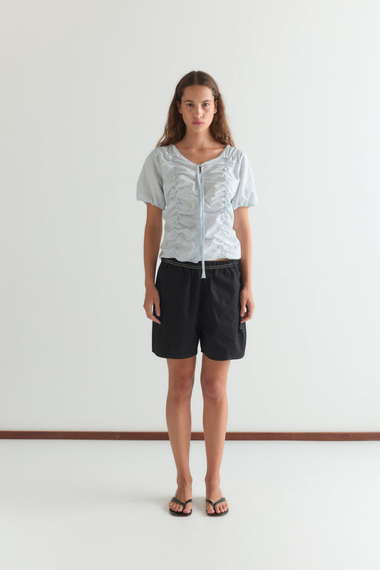 Crinkle Top - Powder Blue Stripe